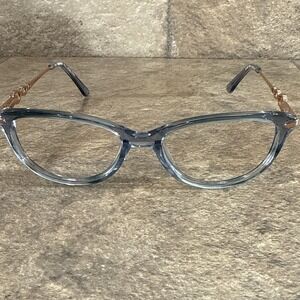 Superflex SF-607 S301 Blue Rose Gold Eyeglasses Frame Only Cat Eye 51-16-130-36